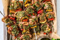Salmon Kebabs with Chimichurri Sauce: Tangy Grilled Skewers