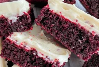 Red Velvet Brownies with Cream Cheese Frosting — Soft & Chewy