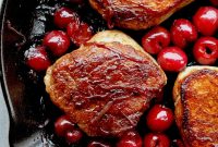 Bourbon Cherry Pork Chops with Pan-Seared Glaze
