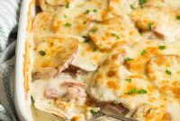 Cheesy Scalloped Potatoes with Ham and Creamy Sauce