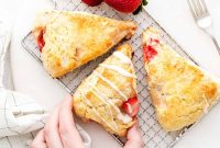 Flaky Strawberry Scones with Vanilla Glaze Recipe