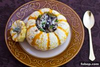 Tiger Mini Pumpkins Stuffed with Pearl Couscous and Sautéed Mushrooms
