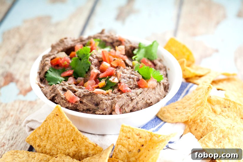 Creamy Black Bean Avocado Dip closeup