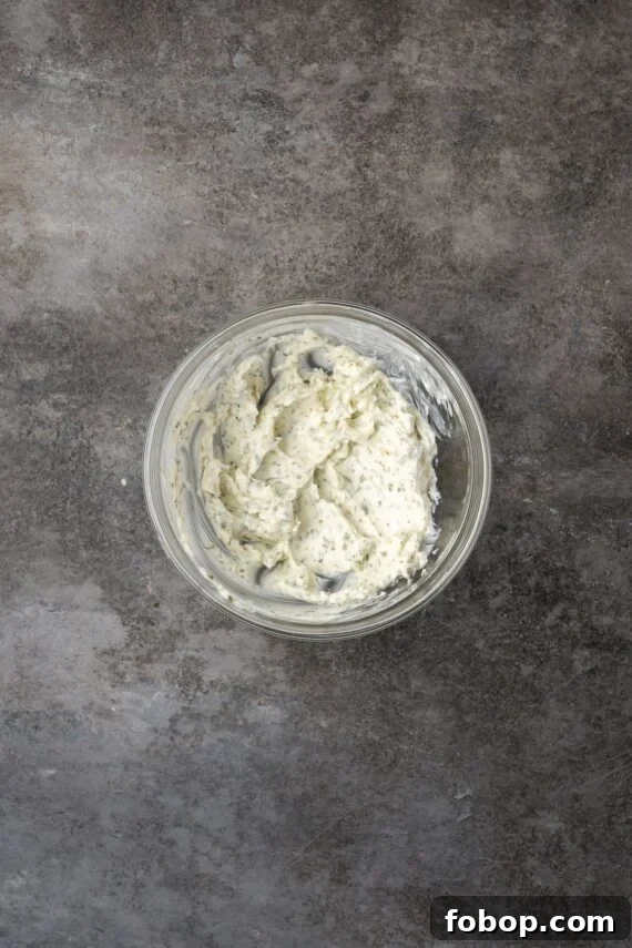 Garlic compound butter in a bowl.