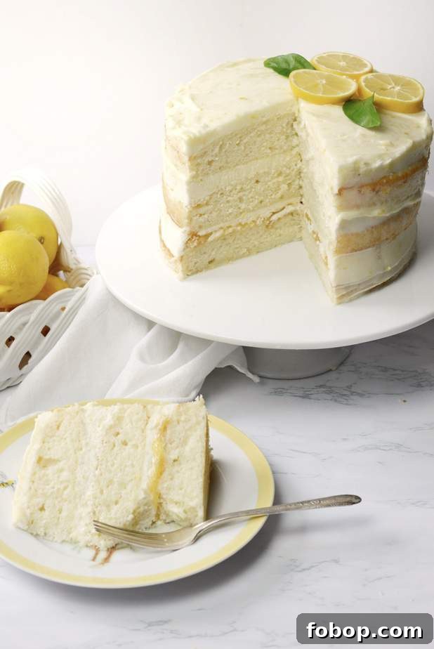 Vanilla cake with lemon curd, lemon cheesecake and lemon buttercream