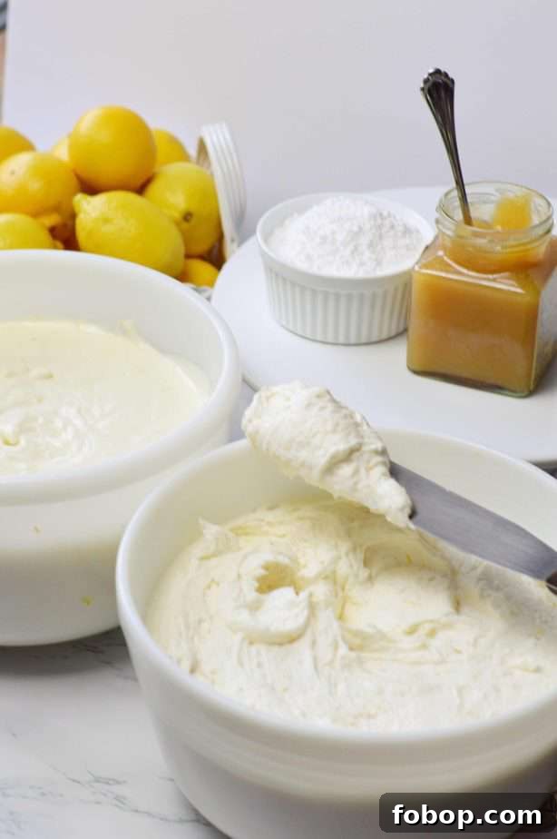 lemon curd, lemon butter cream and lemon cheesecake filling