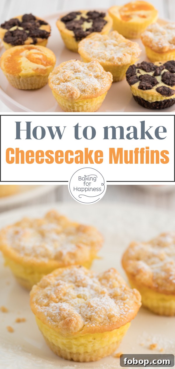 Delicious cheesecake muffins with tangerines, crumbles or chocolate. The easy cheesecake muffins are crispy, creamy and soo delicious!