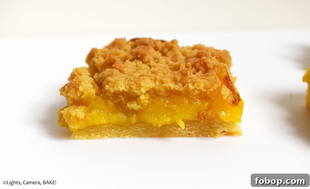 Lemon Curd Shortbread Crumble Bars 4 lemon curd shortbread slice on white background.