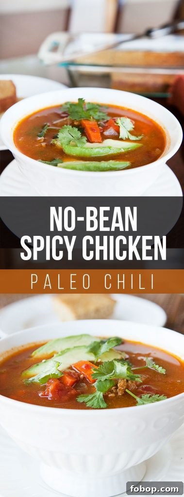 Spicy Paleo Chicken Chili (No Beans) 5 No-Bean Spicy Chicken Paleo Chili