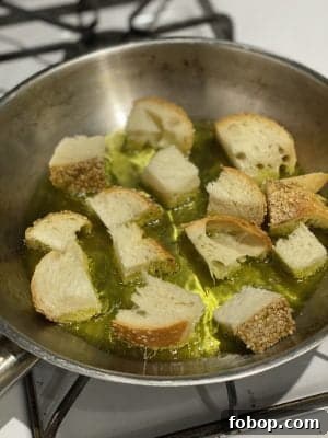Creamed Spinach Making Croutons
