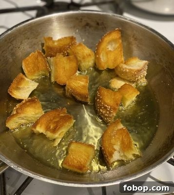 Creamed Spinach Making Croutons