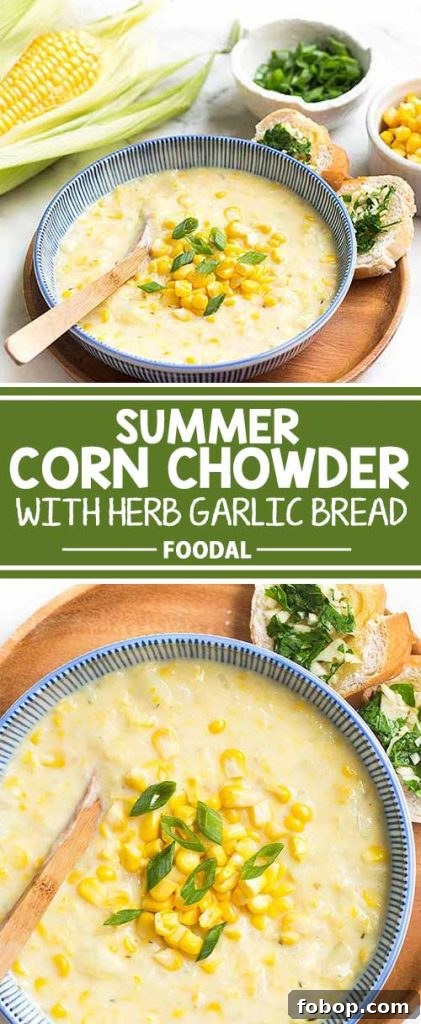 Summer Corn Chowder with Garlic Herb Bread: Creamy Seasonal Recipe 11 If you love corn, then you’re definitely going to enjoy this delicious summer corn chowder.