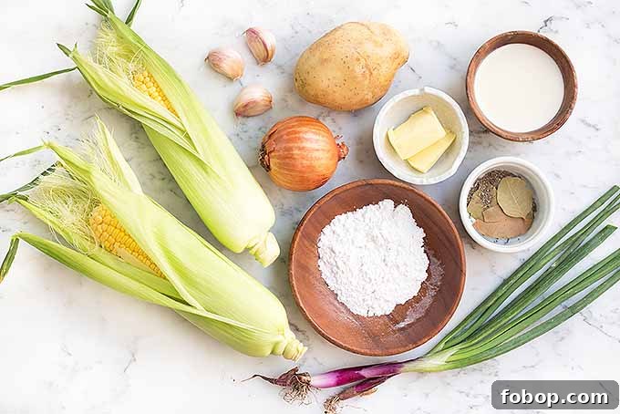 Summer Corn Chowder with Garlic Herb Bread: Creamy Seasonal Recipe 4 Gathering the ingredients needed for our corn chowder recipe.