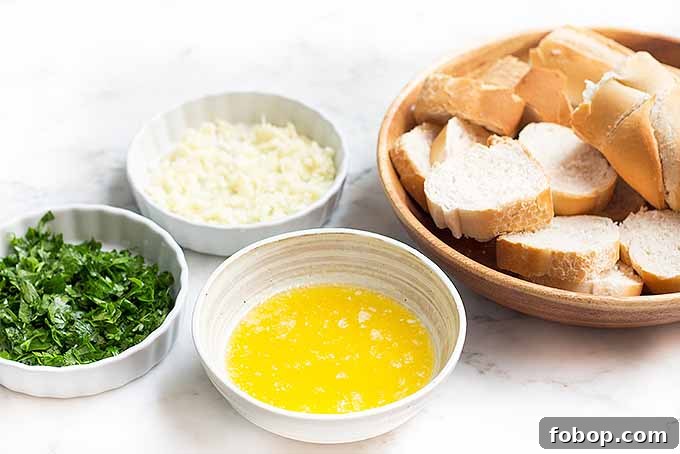Summer Corn Chowder with Garlic Herb Bread: Creamy Seasonal Recipe 7 The ingredients for quick and easy garlic bread.