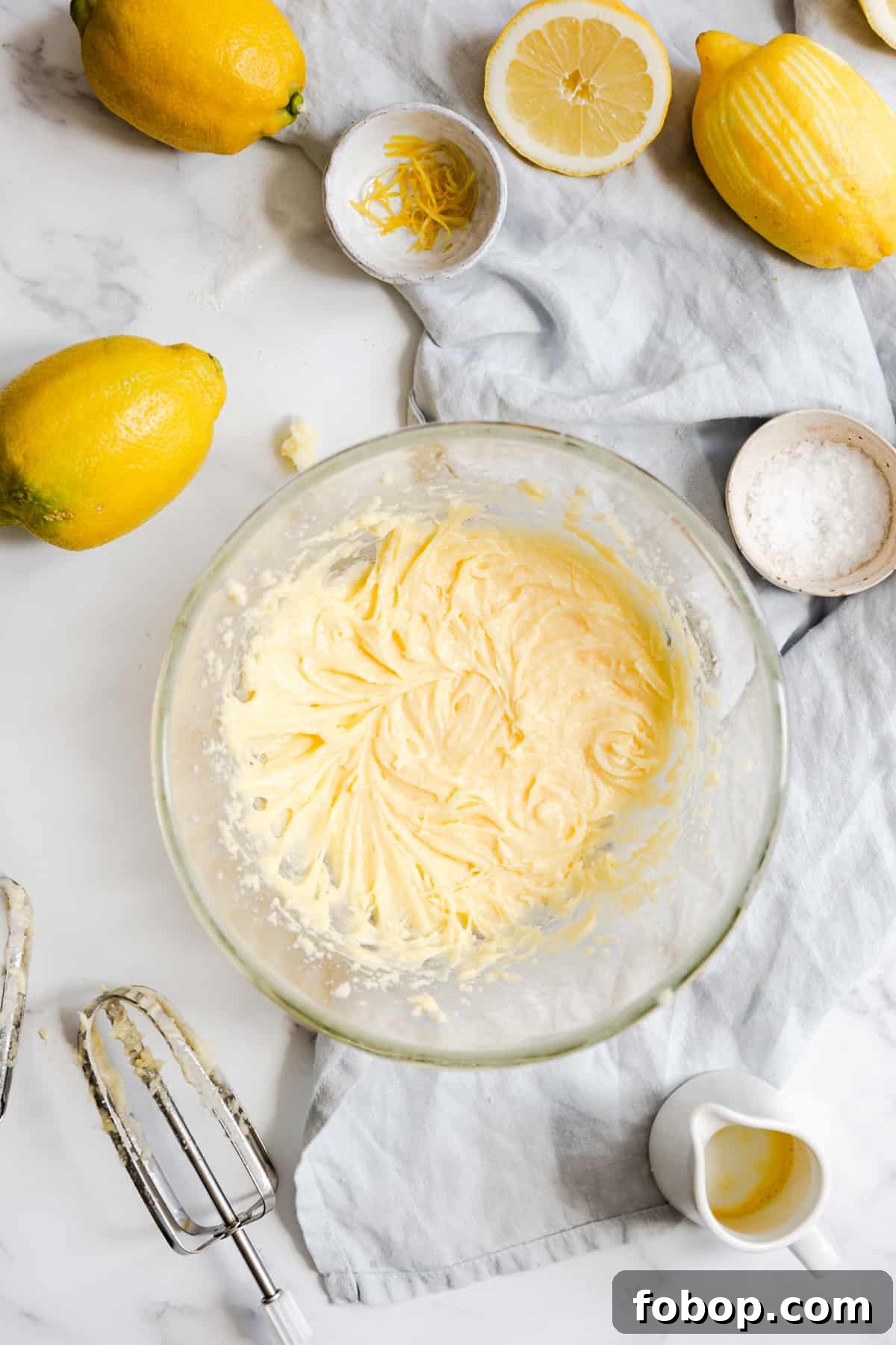 top view of cake batter for lemon drizzle cake