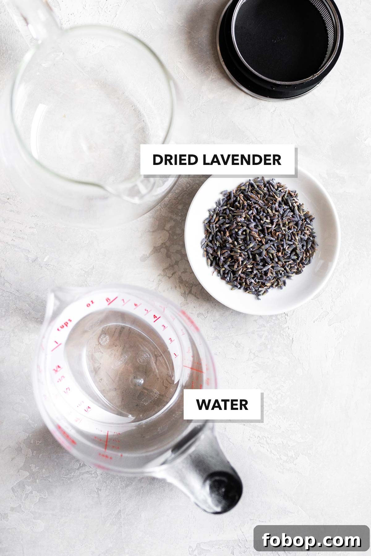 Lavender tea ingredients, labeled.