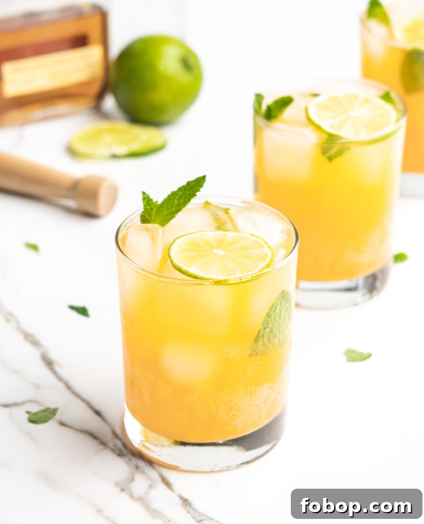 Apricot Mint Bourbon Smash Cocktail Recipe 2 Fizzy and delicious, this cocktail features bourbon, mint, apricot nectar, and soda!