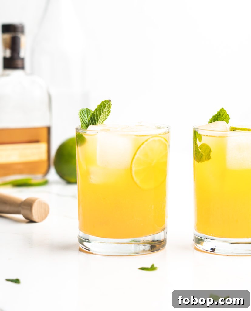 Apricot Mint Bourbon Smash Cocktail Recipe 6 Fizzy and delicious, this cocktail features bourbon, mint, apricot nectar, and soda!