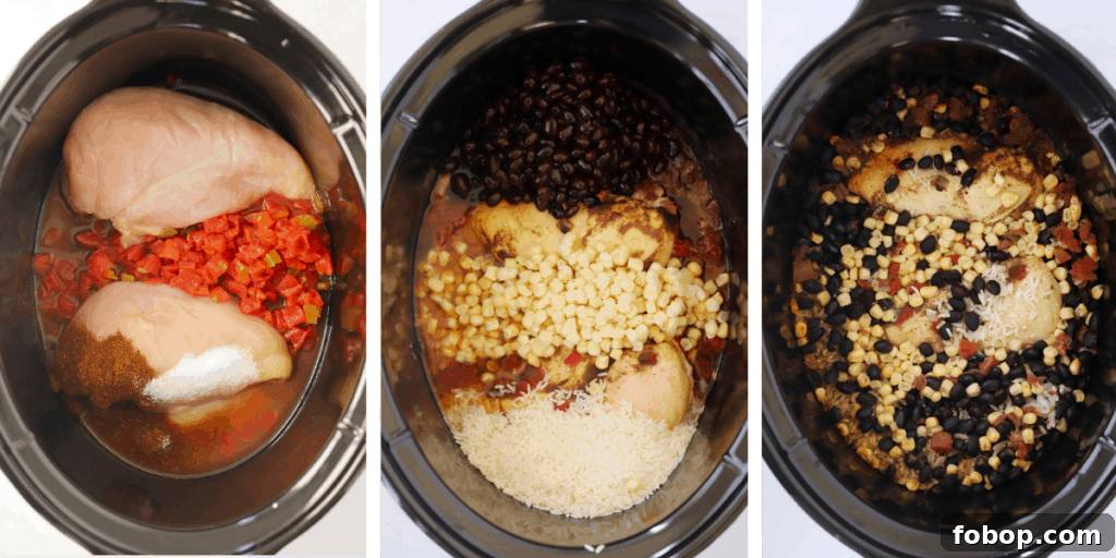 Slow Cooker Chicken Burrito Bowls Recipe for Weeknight Meals 3 how to make crockpot burrito bowl chicken, easy crock pot chicken burrito bowl recipe.