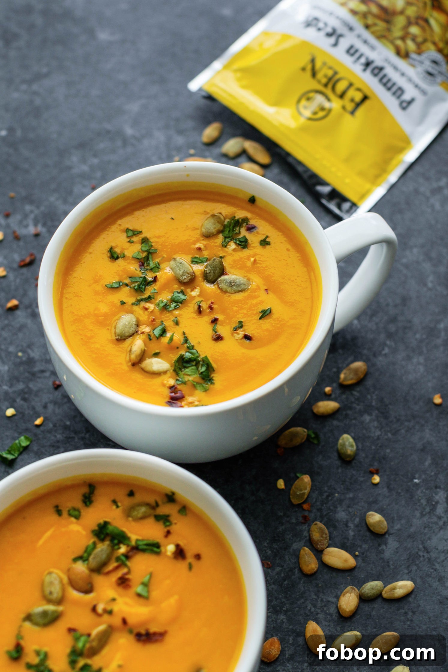 Roasted Pumpkin and Autumn Vegetable Soup Recipe 6 Roasted Pumpkin & Vegetable Soup served with pepitas and fresh herbs