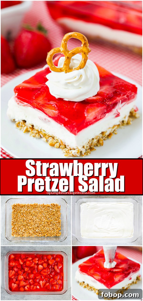 Strawberry Pretzel Salad Recipe: Sweet and Crunchy Dessert Salad 6 A classic strawberry jello pretzel dessert recipe - perfect for holiday gatherings, potlucks, and bbqs.