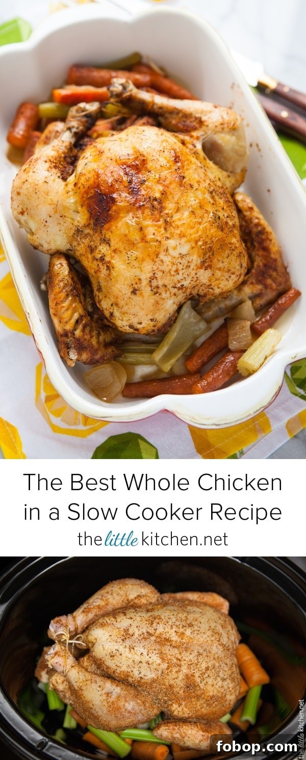 The Best Whole Chicken in a Slow Cooker Recipe from thelittlekitchen.net The Best Whole Chicken in a Slow Cooker Recipe from thelittlekitchen.net