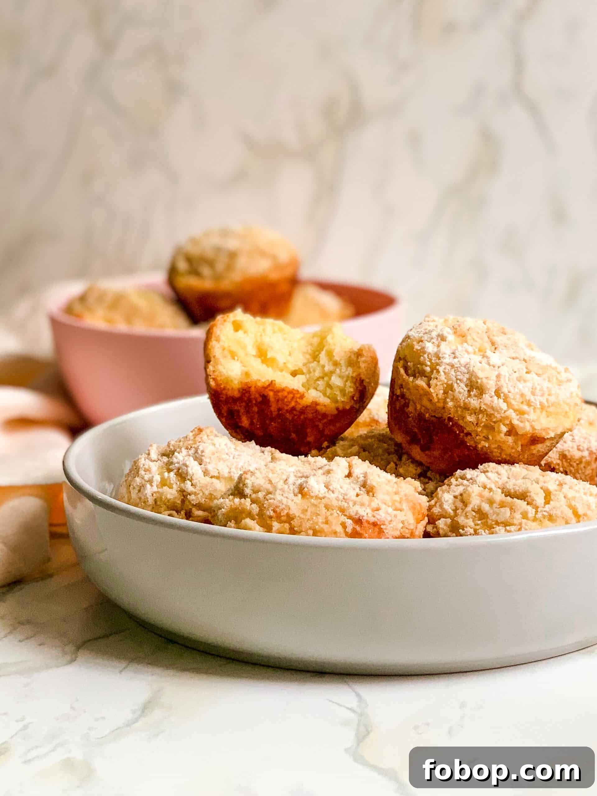 Greek Yogurt Lemon Crumb Muffins with Lighter Crumb Topping 5 Bowl of Healthier Lemon Crumb Muffins