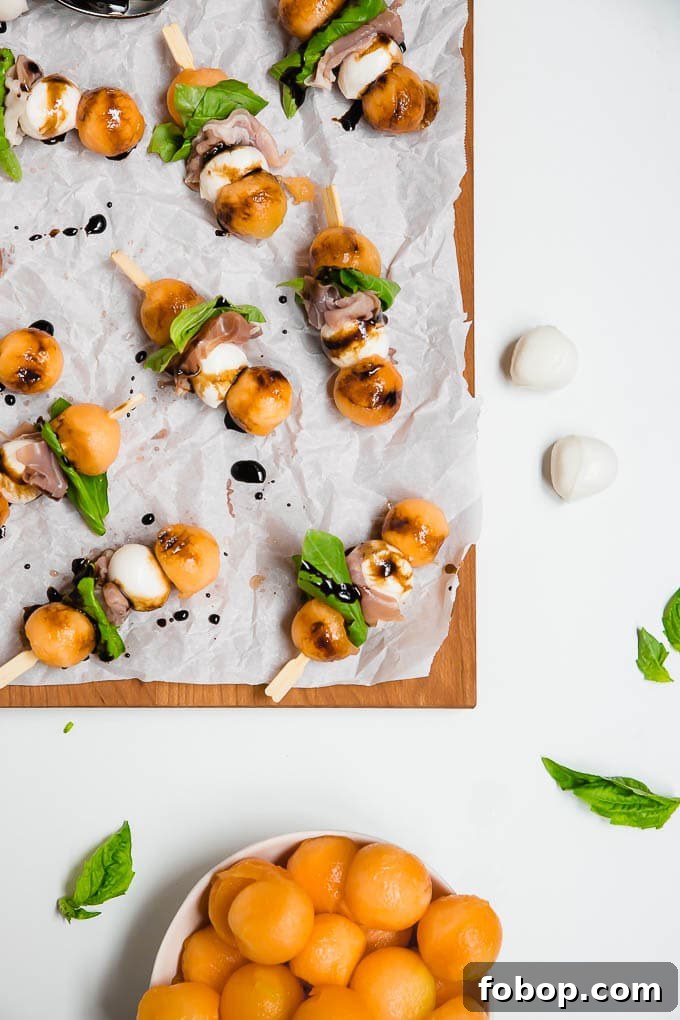 Prosciutto Melon Mozzarella Skewers