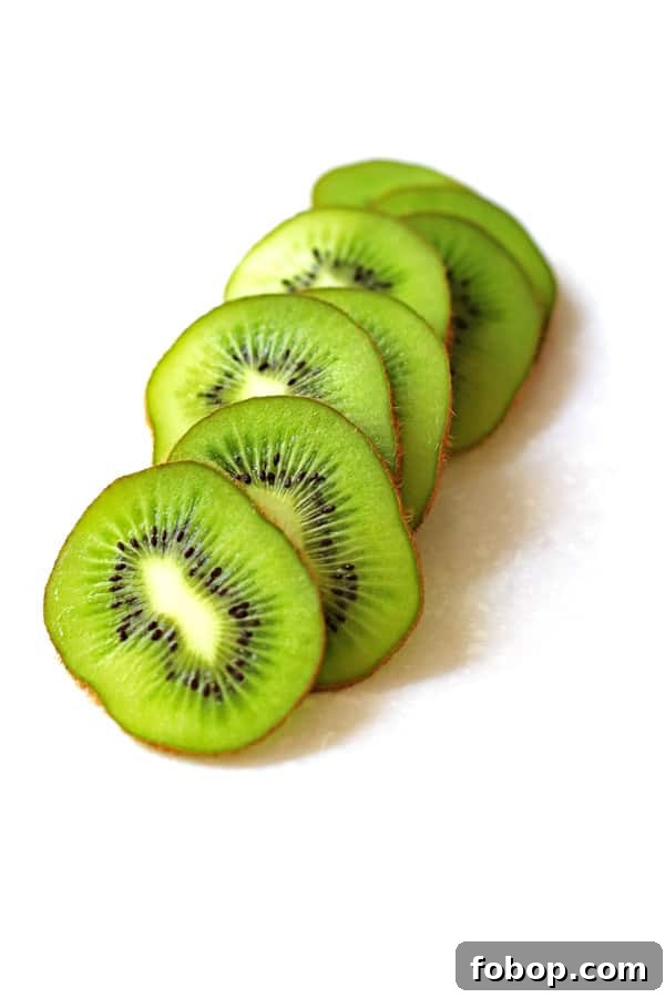 Sliced kiwi on countertop
