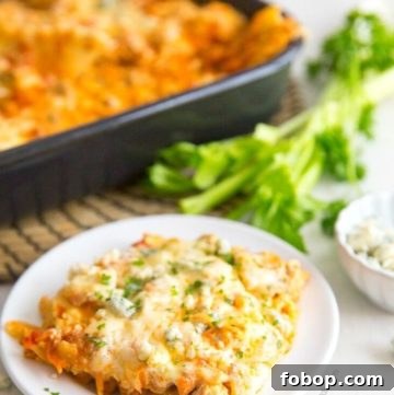 buffalo chicken lasagna on a plate
