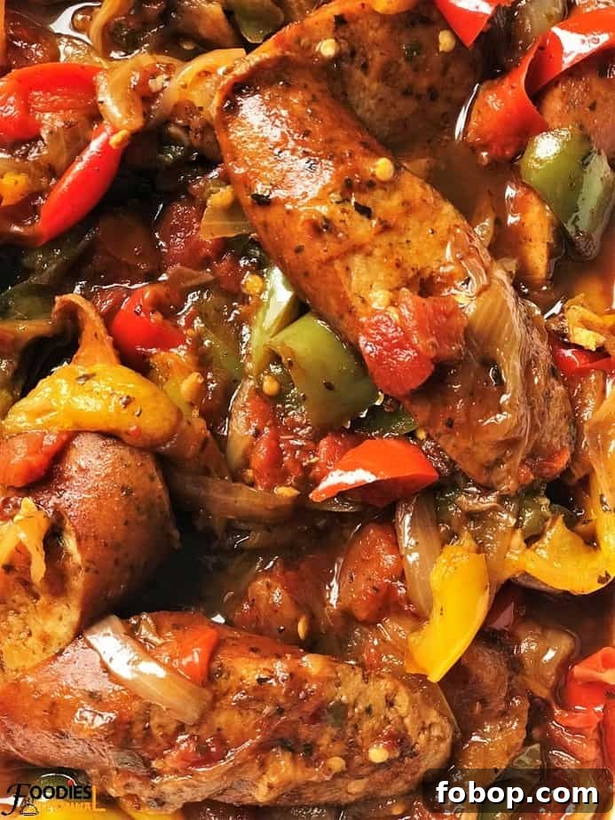 Instant Pot Sausage with Peppers and Onion Dinner 10 authentic sausage, peppers and onions close up photo