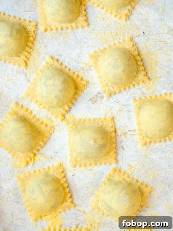 A close up of homemade ravioli