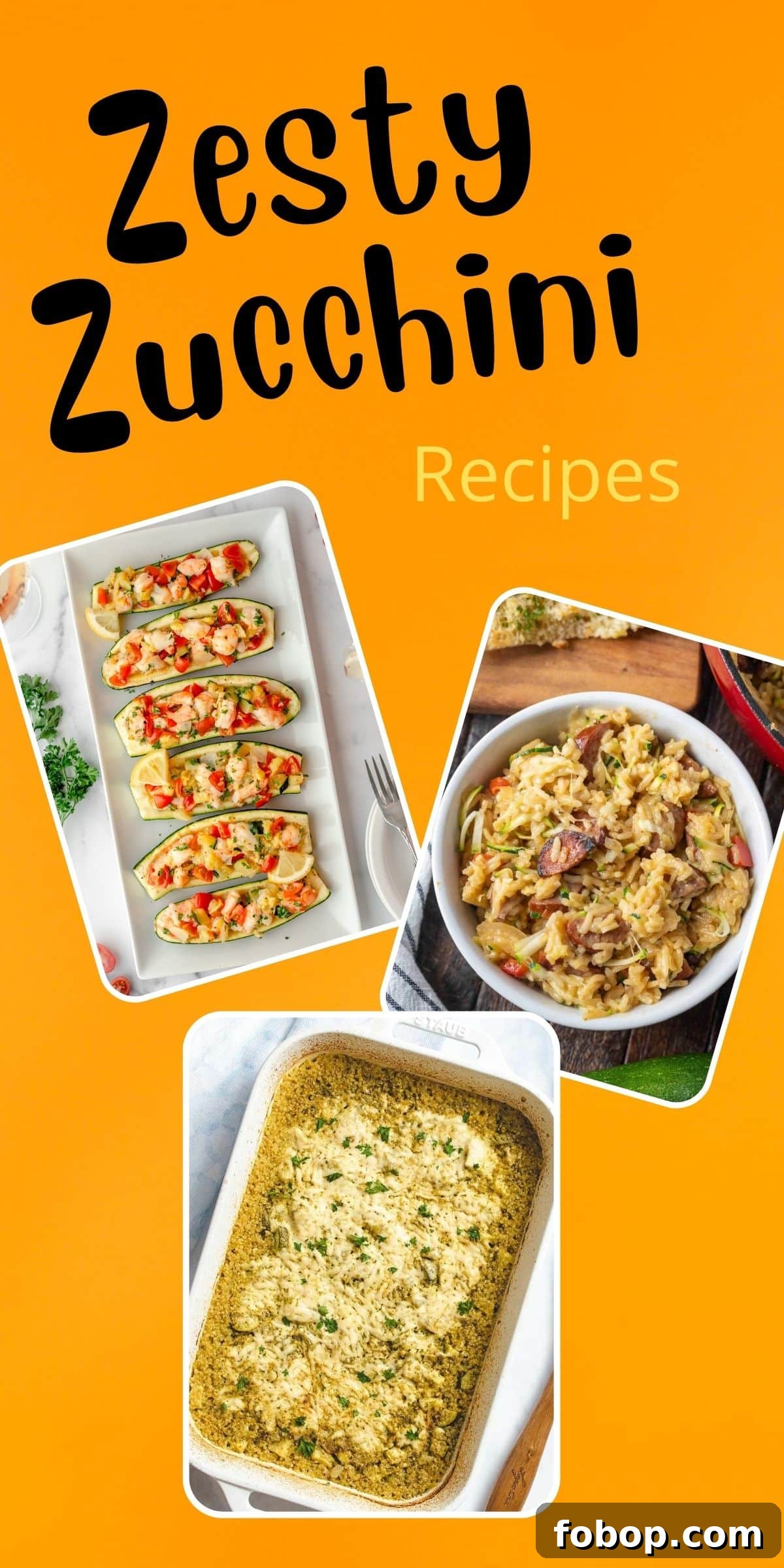 collage of zesty zucchini recipes