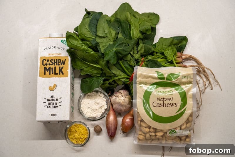 Ingredients for this creamed spinach recipe