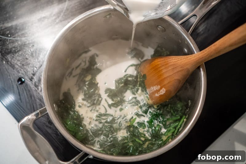 Adding the cashew cream & milk