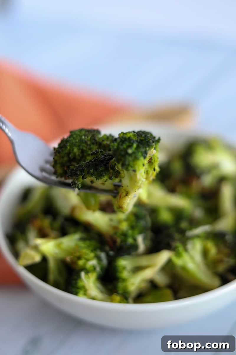 Crispy Garlic Lemon Air Fryer Broccoli Recipe 7 forkful of air roasted broccoli