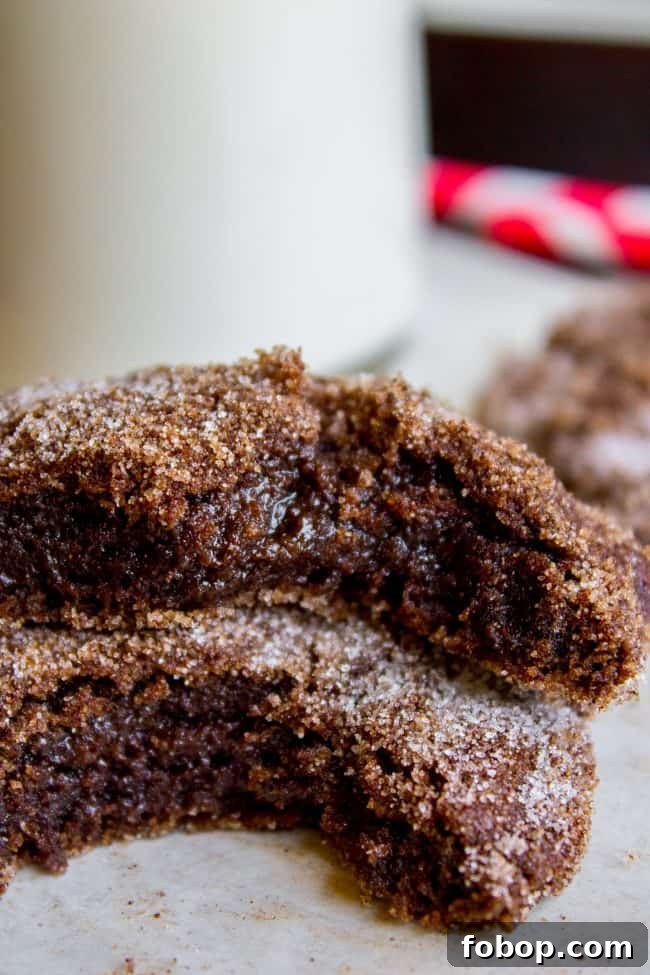 Mexican Hot Chocolate Cookies (Chocolate Snickerdoodles) hot chocolate cookies split in half.