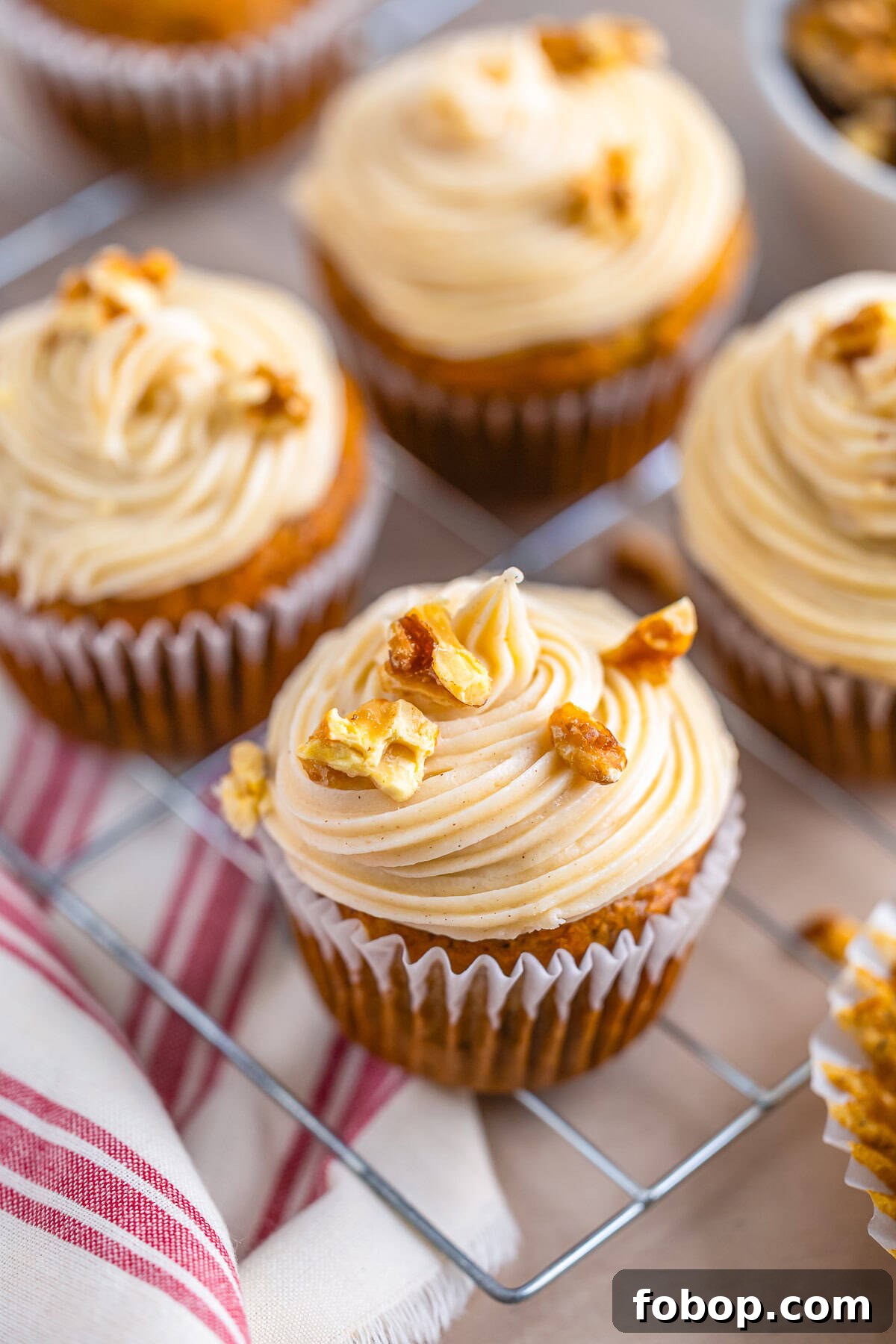 finished banana cupcakes recipe on a wire rack