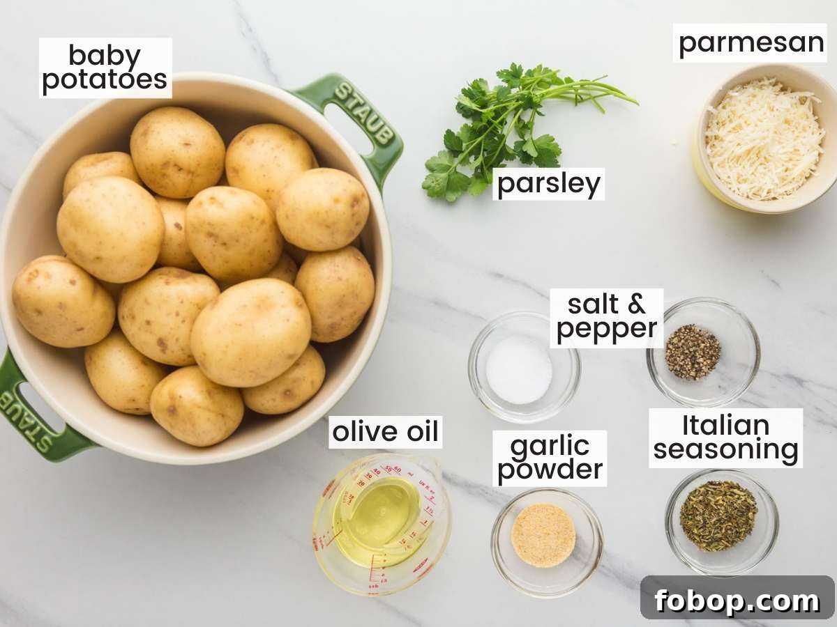 Crispy Air Fryer Roasted Potatoes with Garlic and Herbs 4 Ingredients needed to make air fryer roasted potatoes