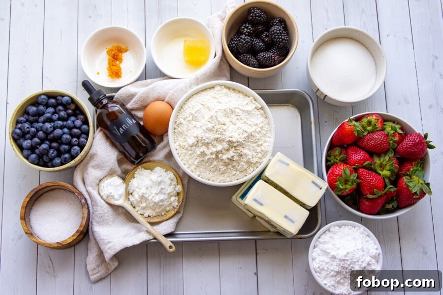ingredients to make berry crumble bars.