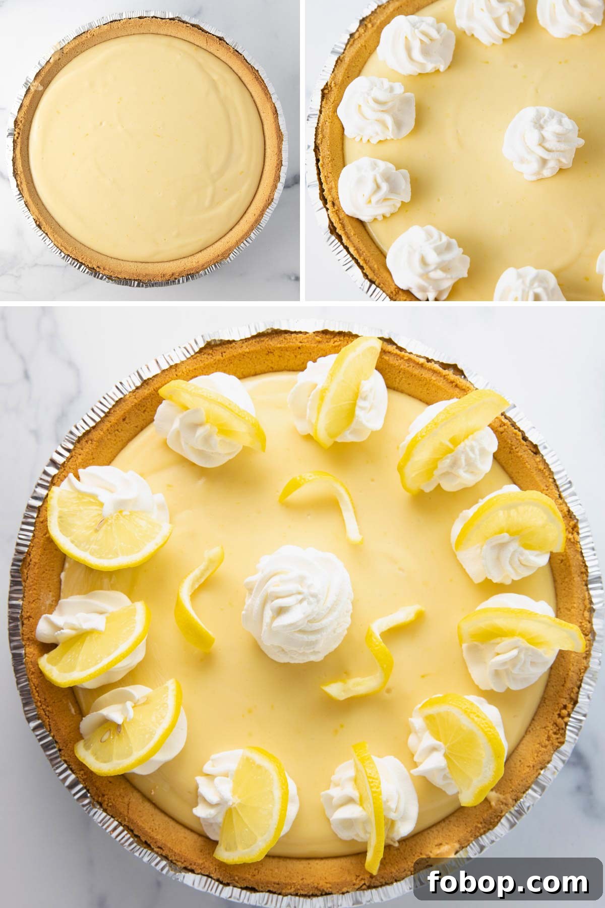 Classic Lemon Pie with Crispy Graham Cracker Crust 5 Lemon pie topped with whipped cream