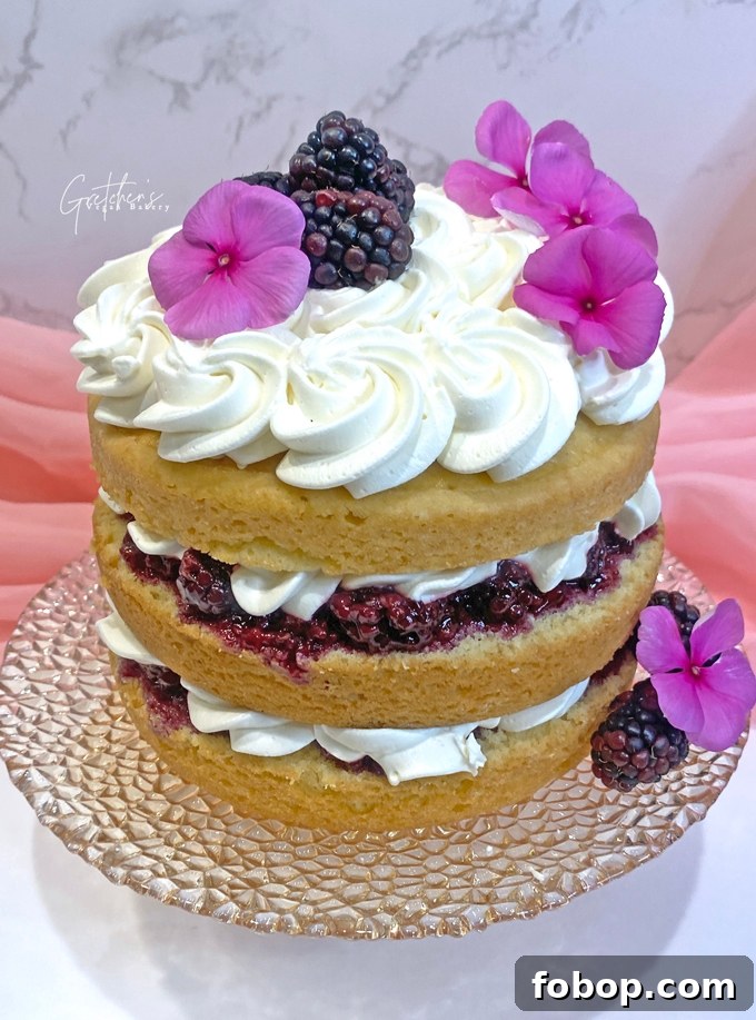 Blackberry Vanilla Cream Cake 