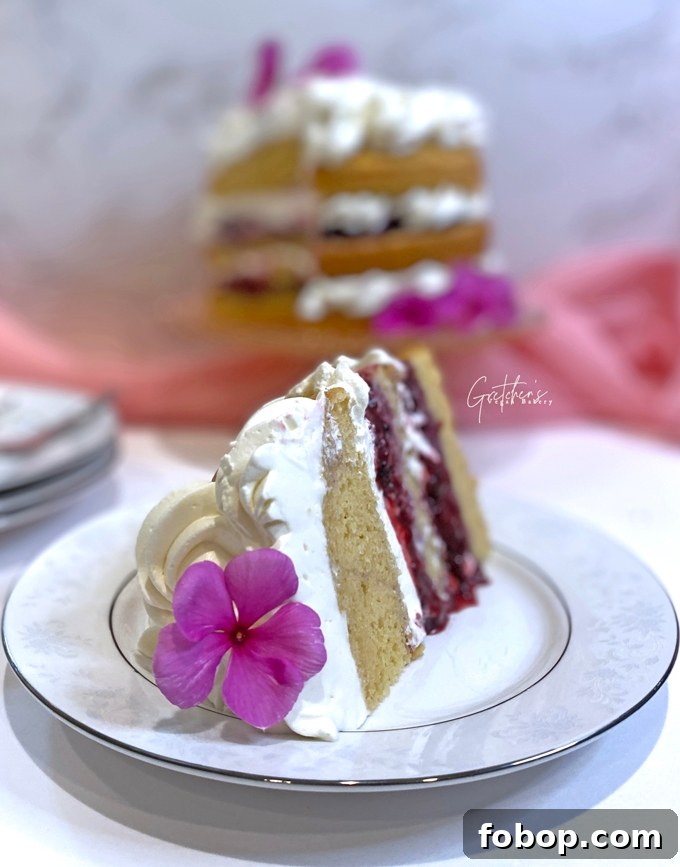 Blackberry Vanilla Cream Cake 