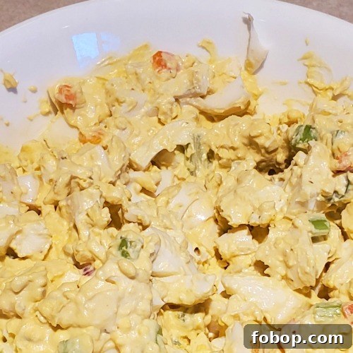 Smoked Egg Salad Mixture in large white bowl