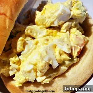 Smoked Egg Salad Served on a bun
