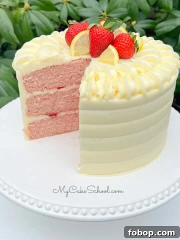 Sliced Strawberry Lemonade Cake