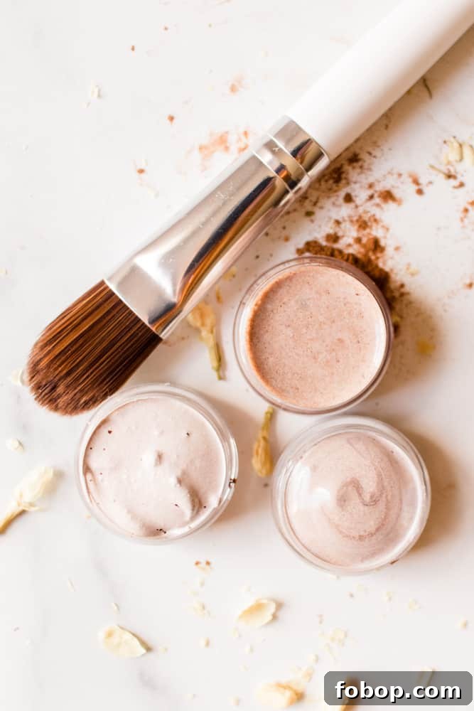 Make Your Own Natural Makeup: Simple DIY Recipes and Tips 3 Concealer applicator brush with several different concealer shades.