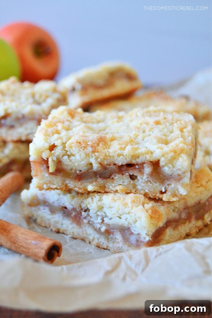 a double stack of apple pie crumble bars