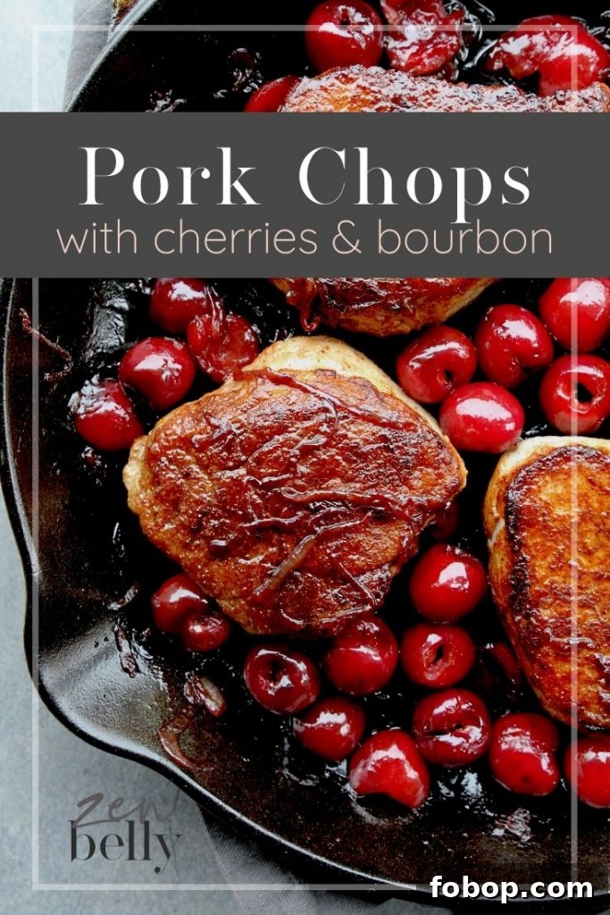 Bourbon Cherry Pork Chops with Pan-Seared Glaze 4 pork chops with cherries & bourbon