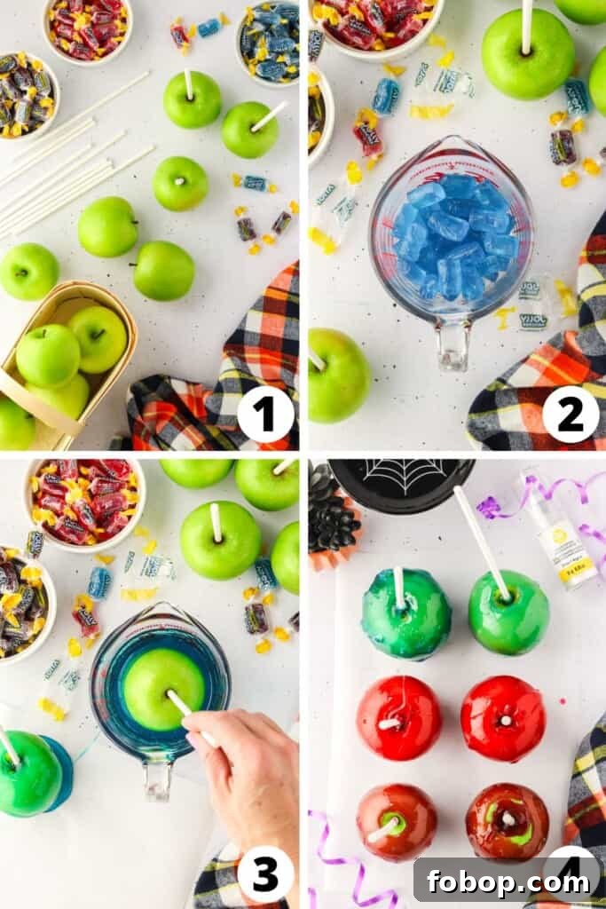 Jolly Rancher Candy Apple Recipe: How to Make the Classic Treat 5 Collage of Jolly Rancher Candy Apple Recipe Steps
